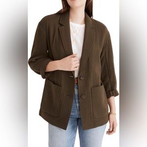 Madewell Crinkled Linen Blend Blazer size XL